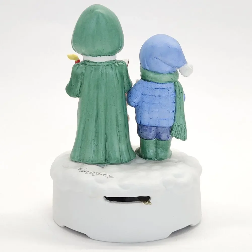 Vtg Christmas Carolers Dog Music Box Deck the Halls Signed Jane McDowell WORKS